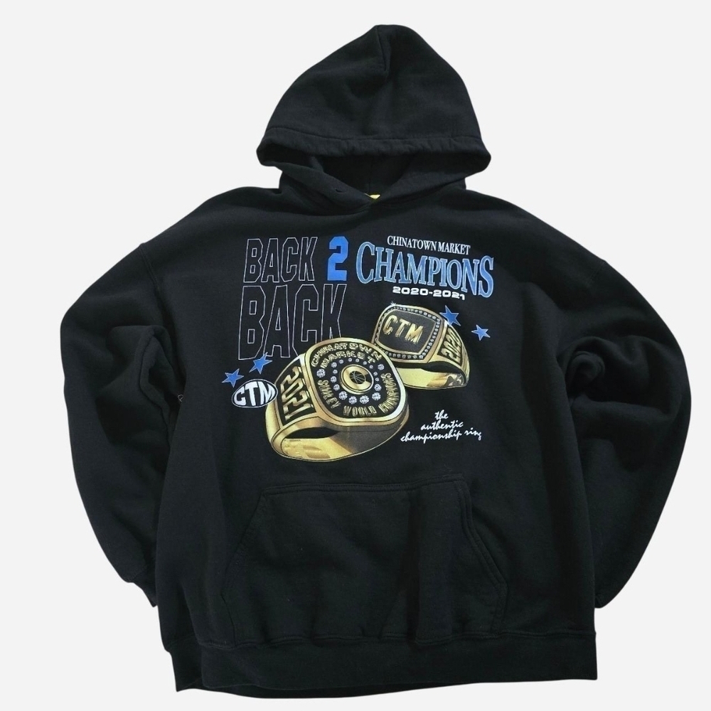 Rare Chinatown Market Back 2 Back Champions Hoodie In Black- Size XL